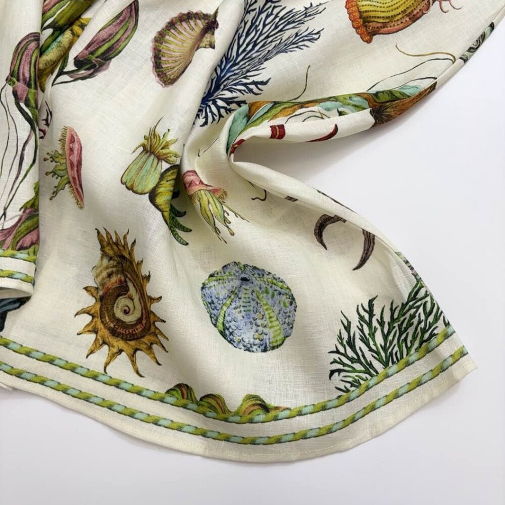 ALÉMAIS Sea Short-Sleeve Linen Midi Dress - Picture 11 of 16